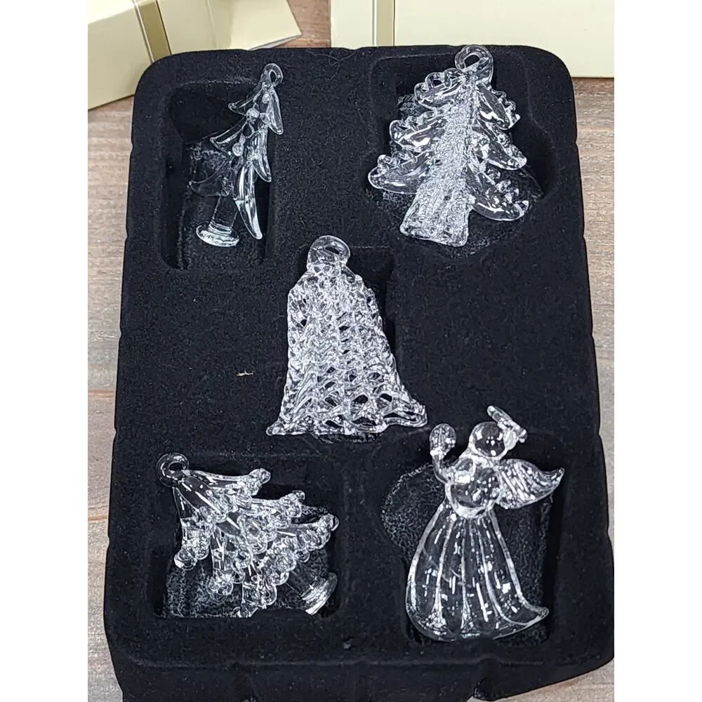 Vintage 10 Spun Glass Christmas Tree Ornaments Angels Christmas Trees in Boxes